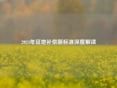 2024年征地补偿新标准深度解读