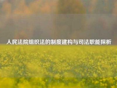 人民法院组织法的制度建构与司法职能探析