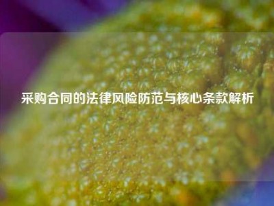 采购合同的法律风险防范与核心条款解析