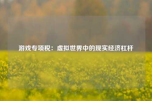 游戏专项税：虚拟世界中的现实经济杠杆
