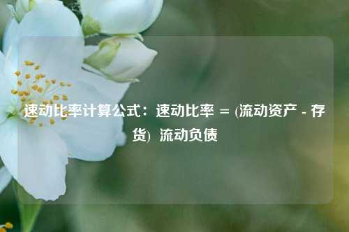 速动比率计算公式：速动比率 = (流动资产 - 存货)  流动负债
