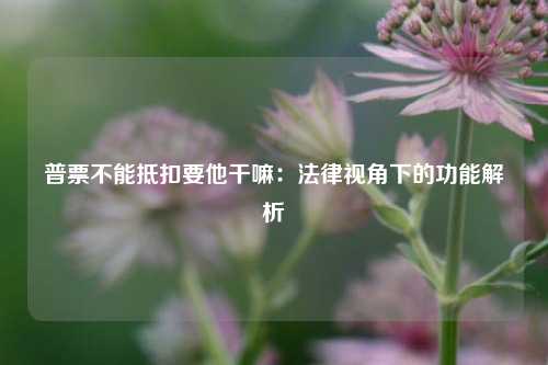 普票不能抵扣要他干嘛：法律视角下的功能解析